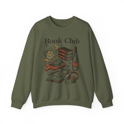 Book Club Aesthetic Reading Snacks Music and Wine Sweatshirt - MagicMerchEmporium