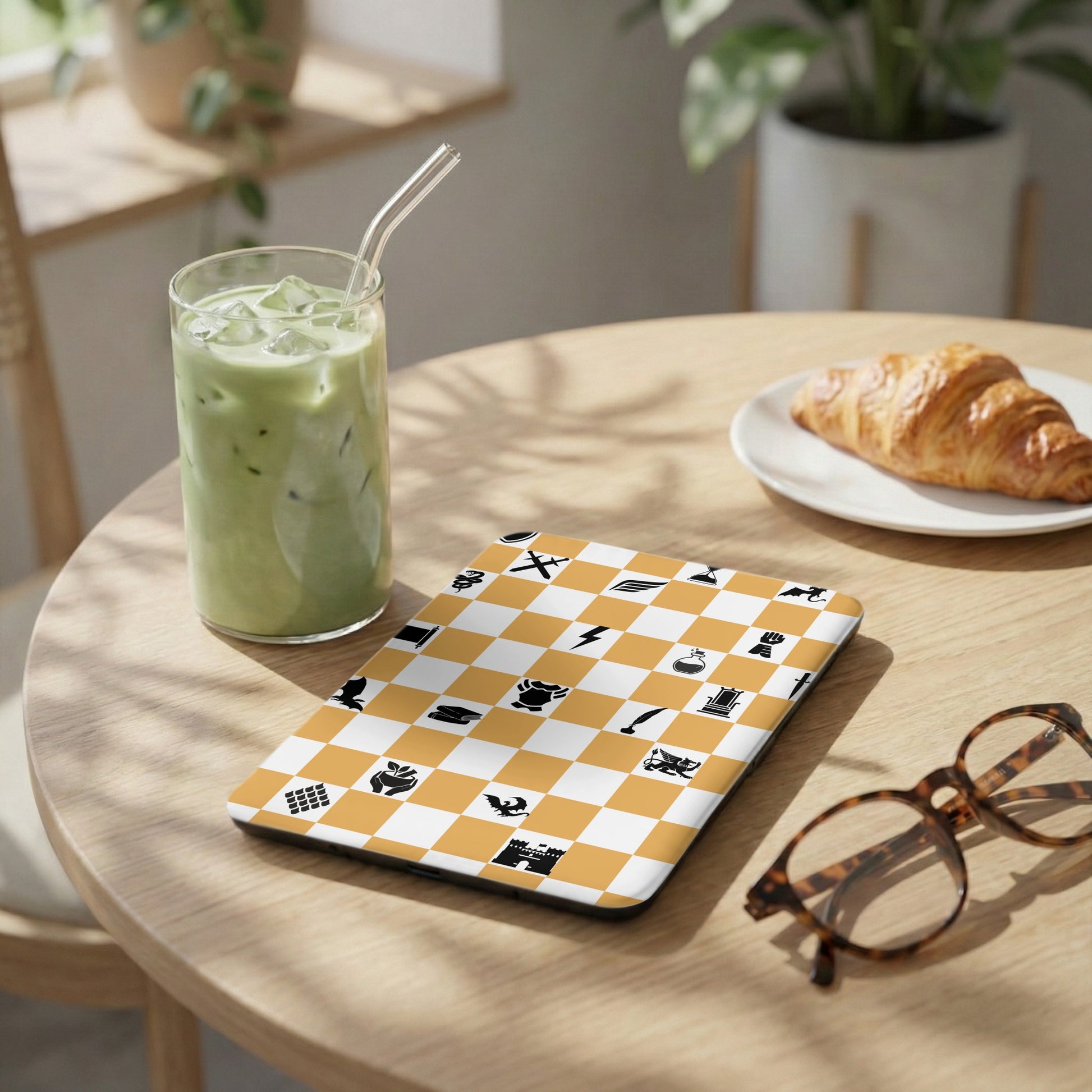 Orange White Checkerboard Fantasy Icons Tablet Case product type
