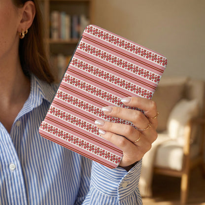 Pink and Red Floral Stripe Pattern Rectangular Object