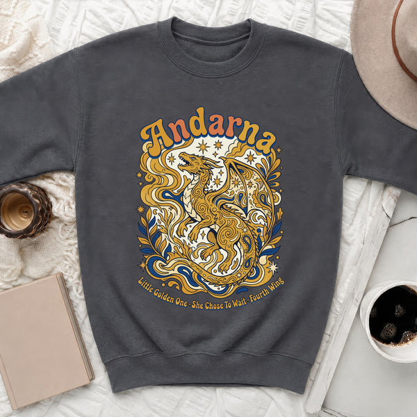 Andarna Golden Dragon Sweatshirt in Dark Heather