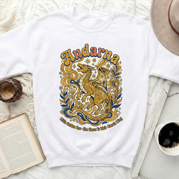 Andarna Golden Dragon Sweatshirt in White