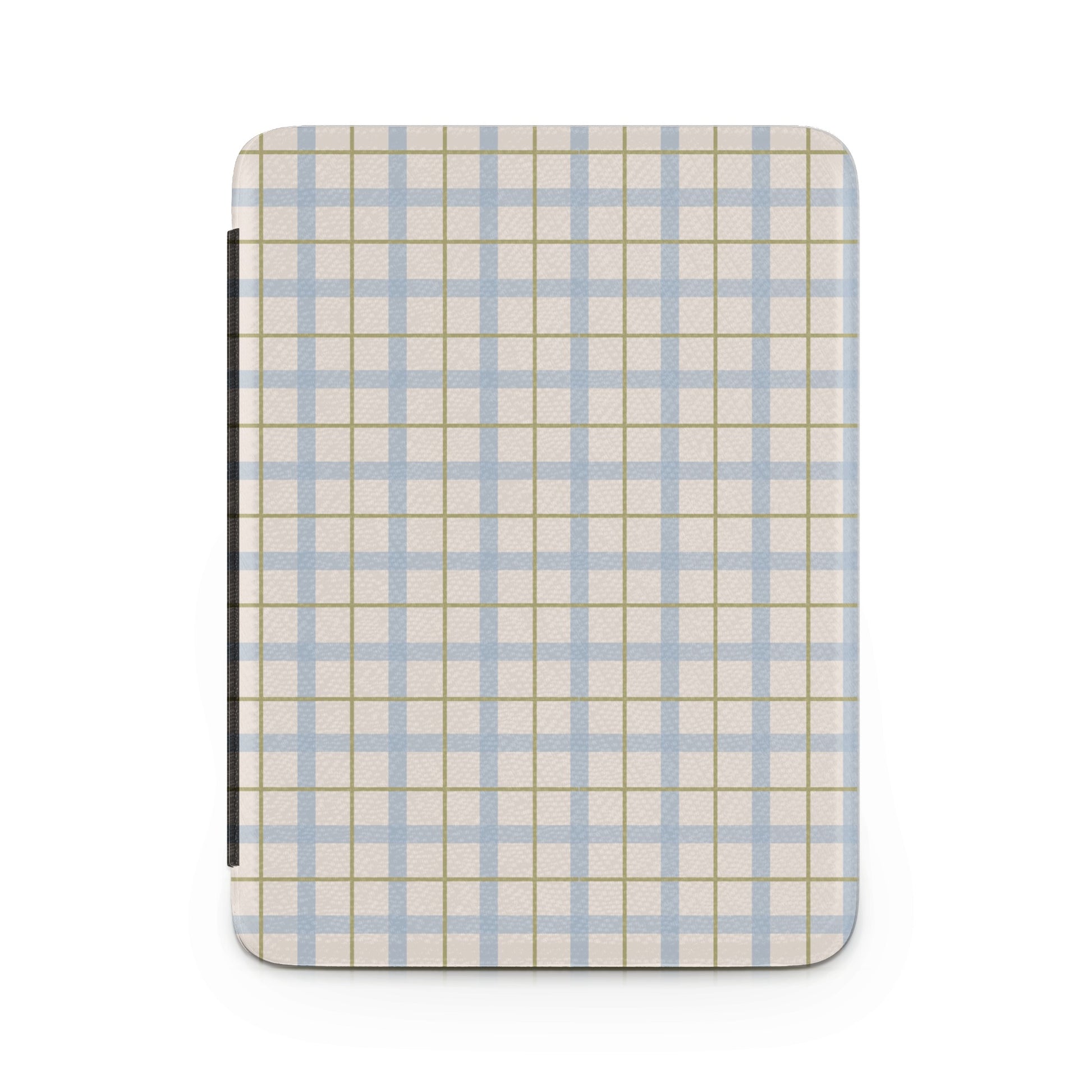 Blue and Beige Plaid Patterned iPad Case Cover