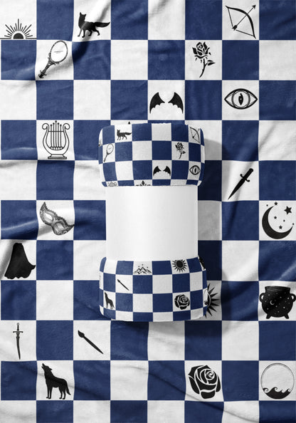 Blue and White Checkerboard Pattern Blanket