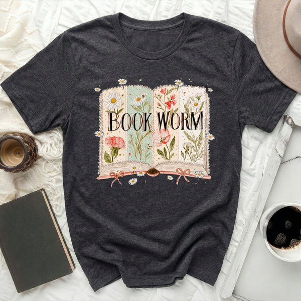 Vintage Book Worm Tee in Dark Grey Heather