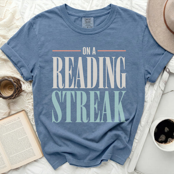 Reading Streak Tee in Blue Jean