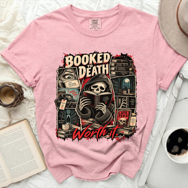 Booked To Death Tee in Blossom