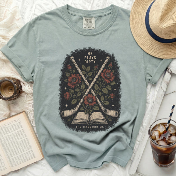 Dirty Reads Hockey Tee in Bay