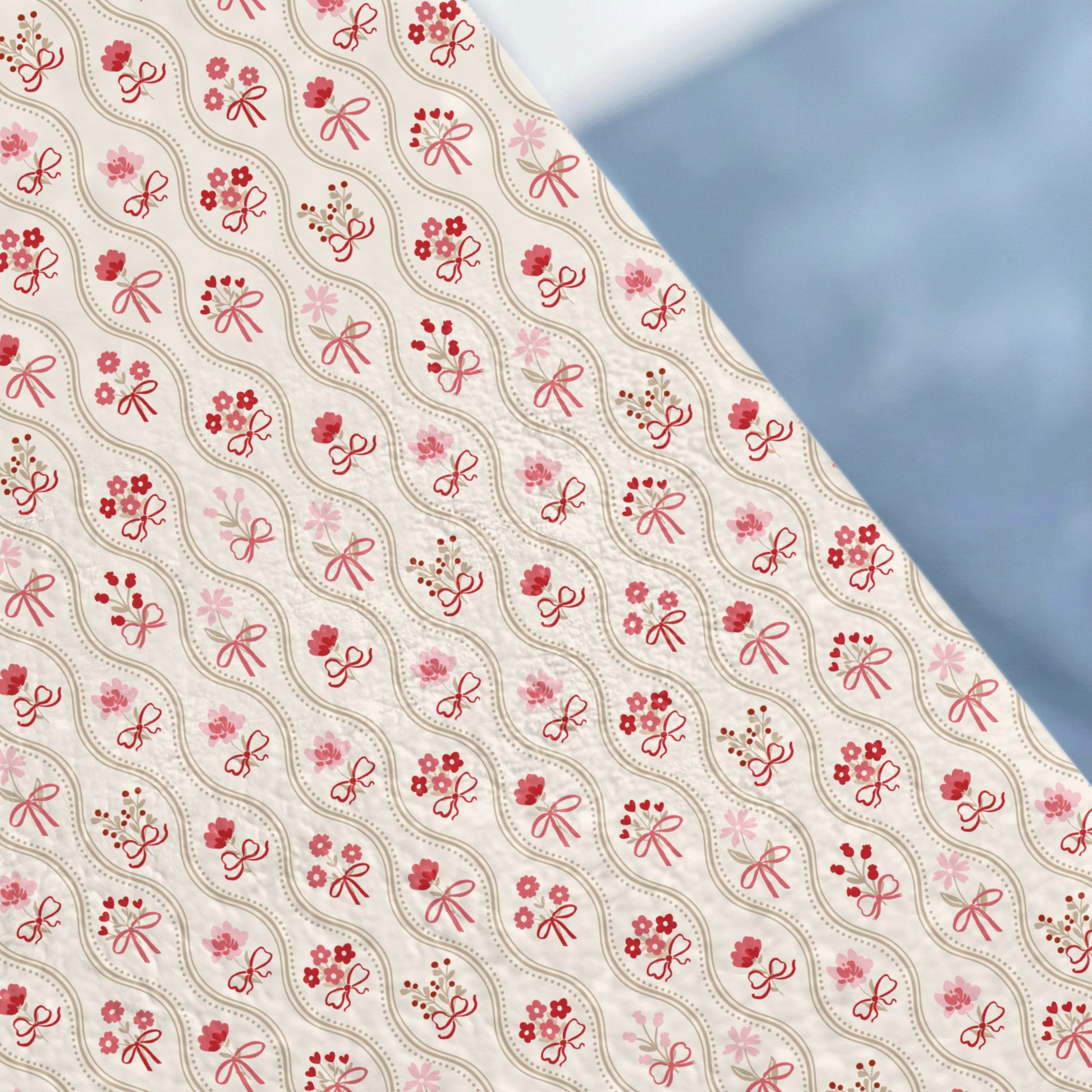 Pink and Red Floral Pattern with Bows Gift Wrap