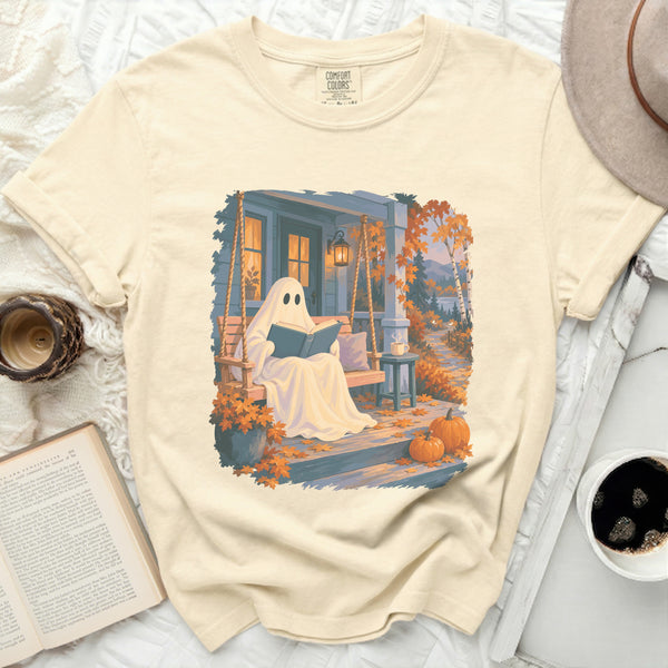 Cozy Reading Ghost Tee in Ivory