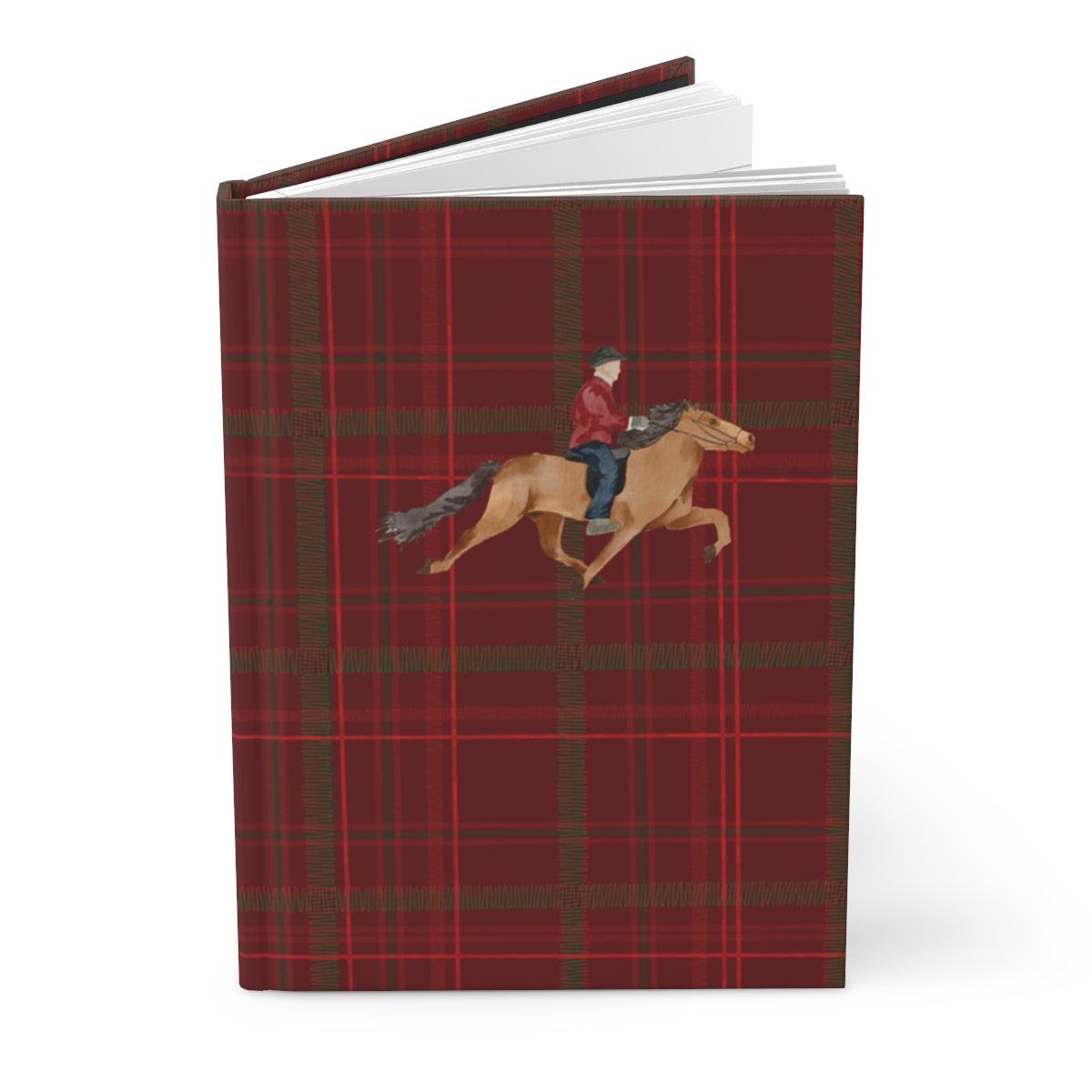 Red Plaid Cover with Horse Rider Design Notebook