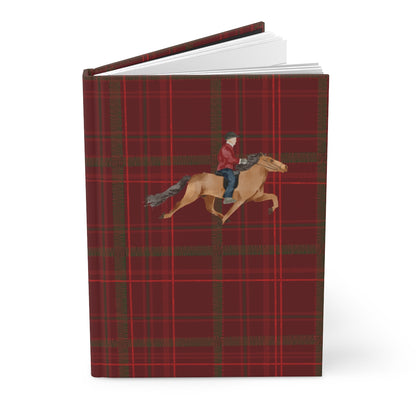 Red Plaid Cover with Horse Rider Design Notebook