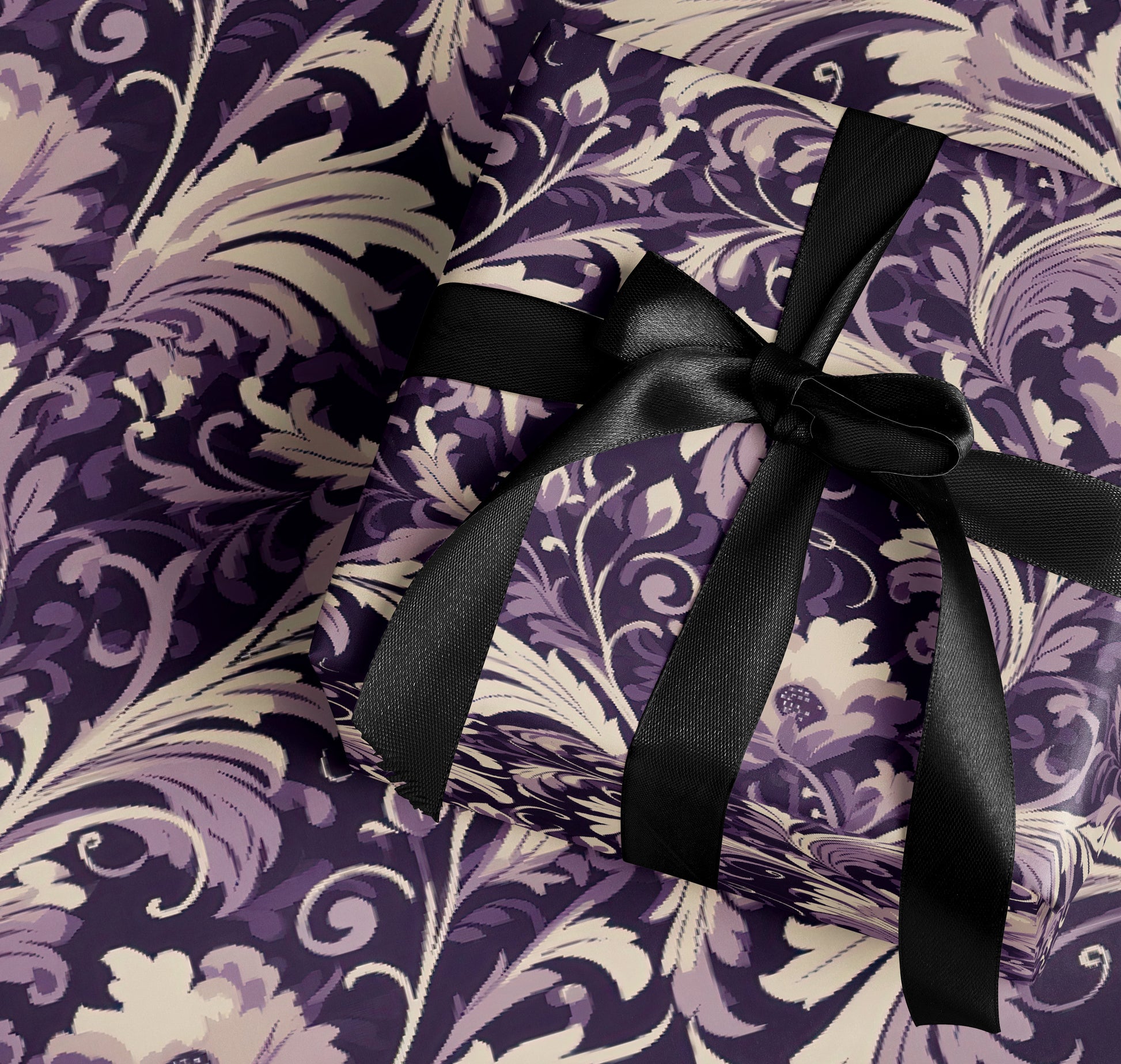 Elegant Black and White Floral Gift Wrapping Paper