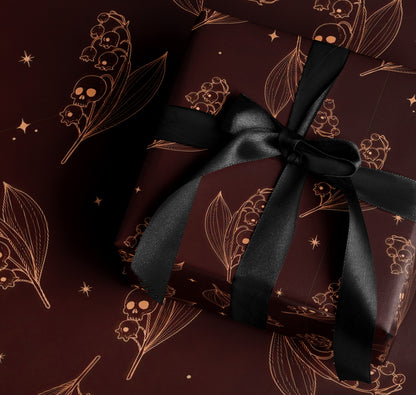 Elegant Dark Floral Pattern Gift Wrapping Paper