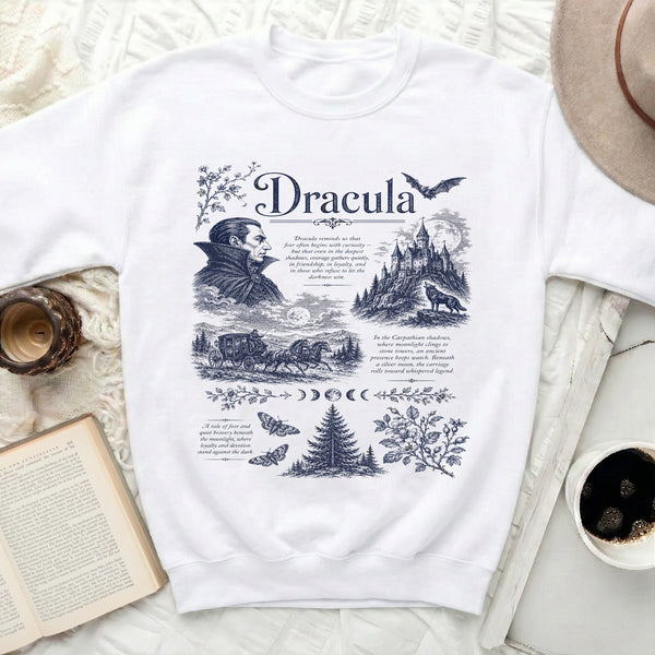 Gothic Dracula Legend Sweatshirt in White