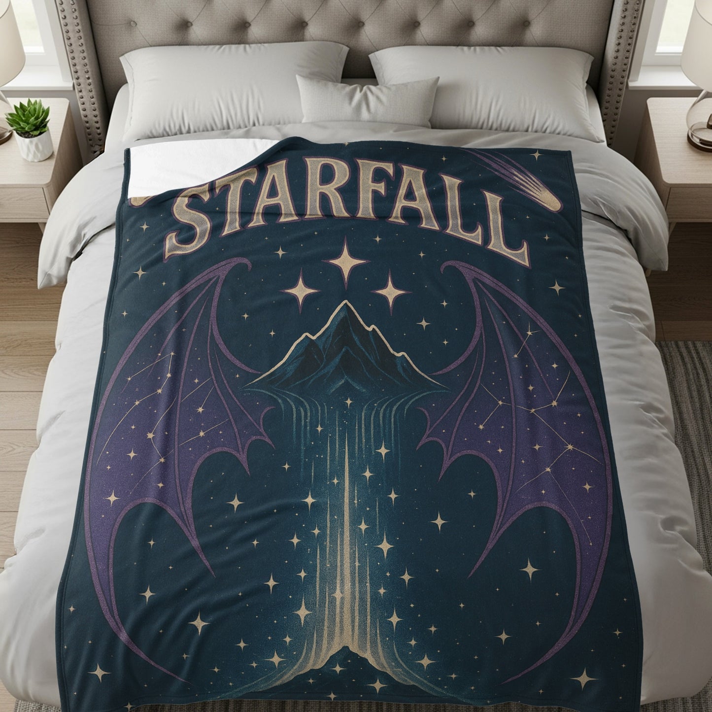 Starfall Dragon Fantasy Art Blanket for Cozy Nights