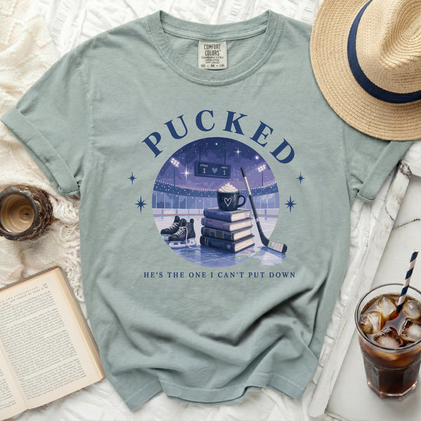 Pucked Hockey Romance Tee in Bay