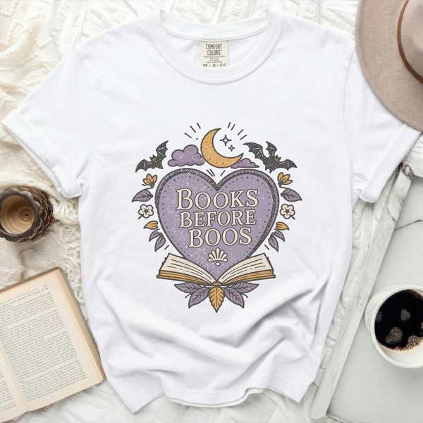 Books Before Boos Emblem Tee in White