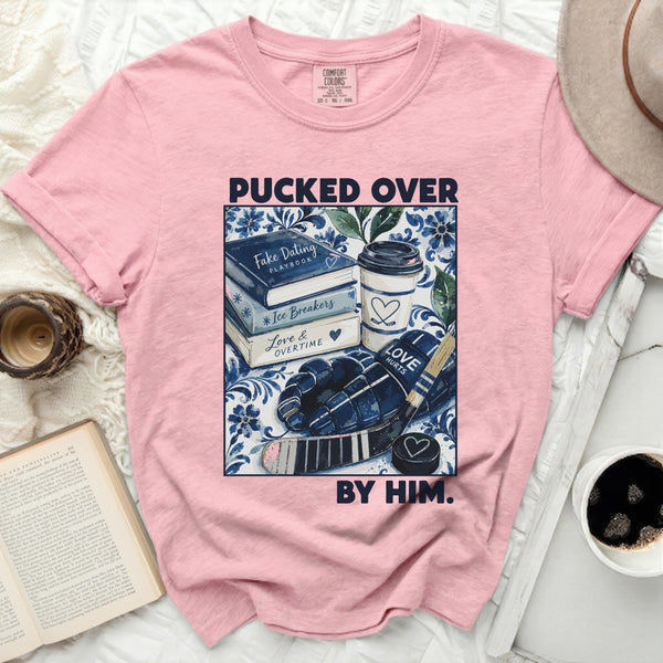Pucked Over By Him Hockey Tee in Blossom