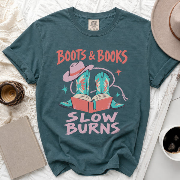 Boots & Books Tee in Blue Spruce
