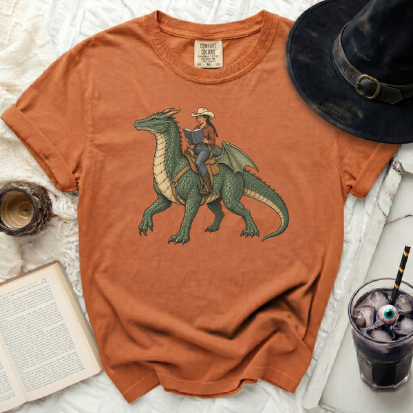 Cowgirl Dragon Rider Tee in Yam