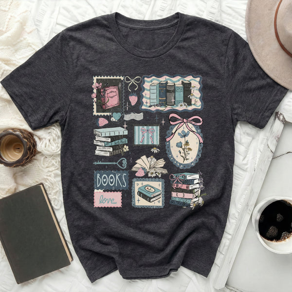 Whimsical Books Tee in Dark Grey Heather