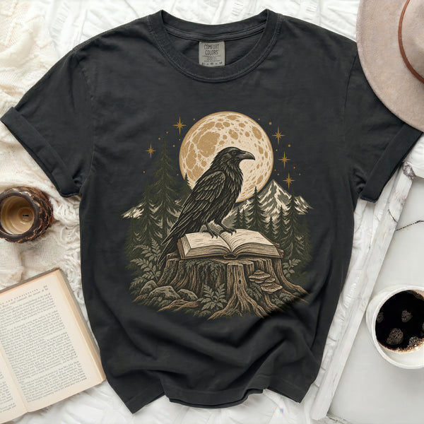 Mystic Raven Book Tee in Black