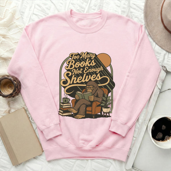 Cozy Cryptid Bookworm Sweatshirt in Light Pink