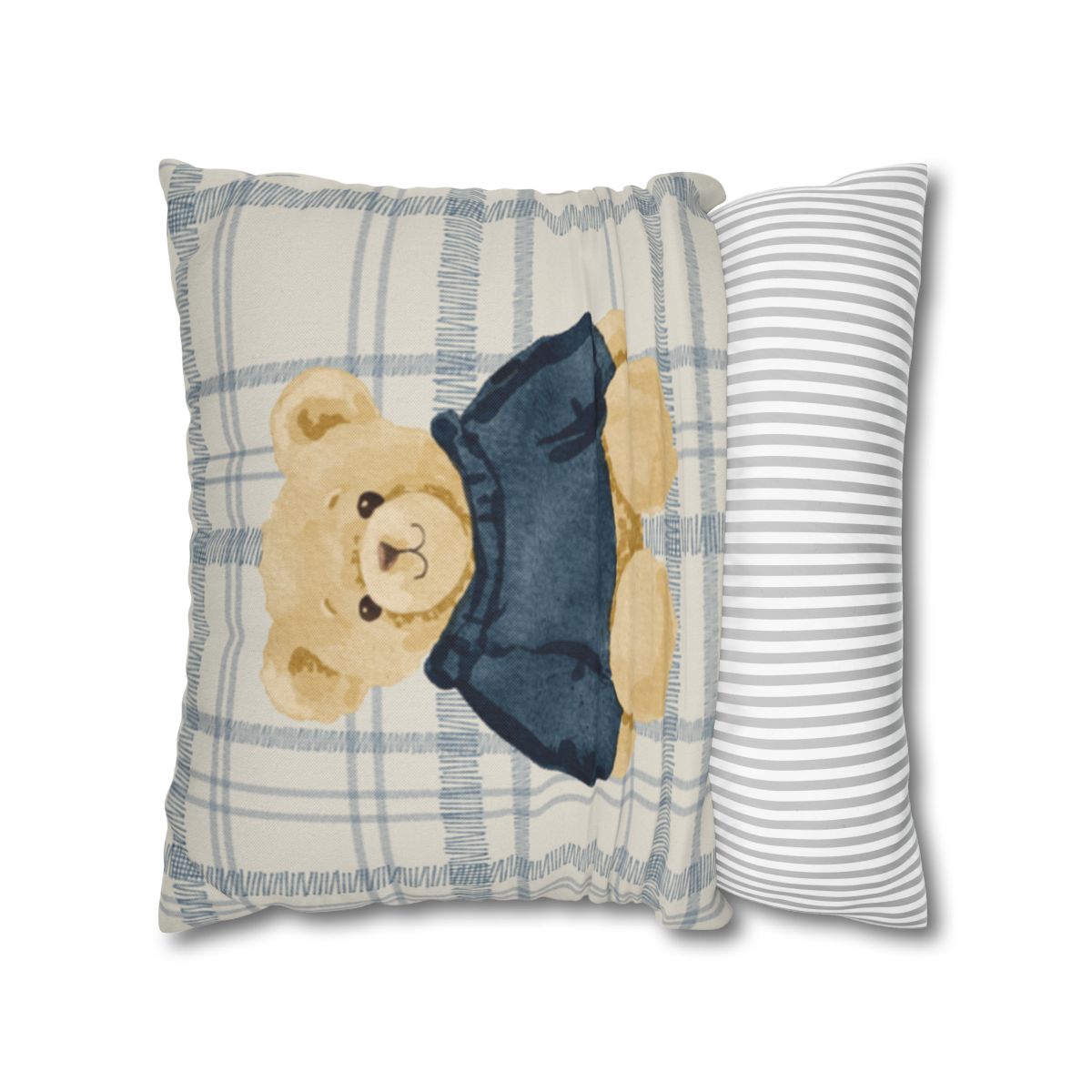 Cute Teddy Bear in Blue Sweater Pillow