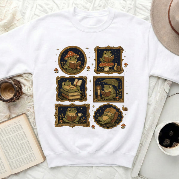 Literary Frogs Sweatshirt in White