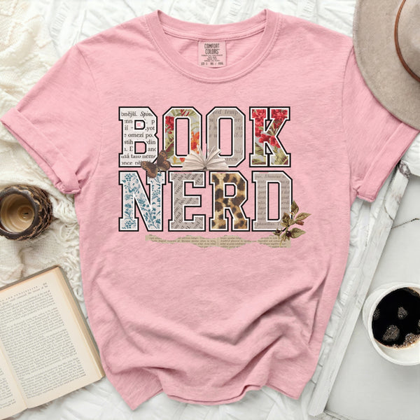 Eclectic Book Nerd Collage Tee in Blossom