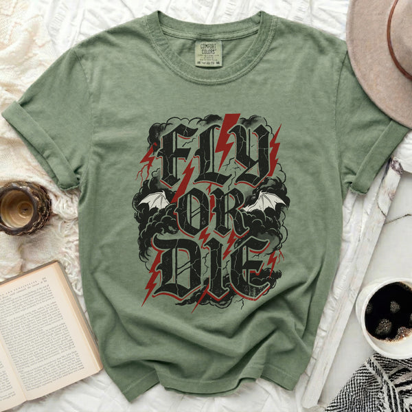 Fourth Wing Fly or Die Tee in Moss
