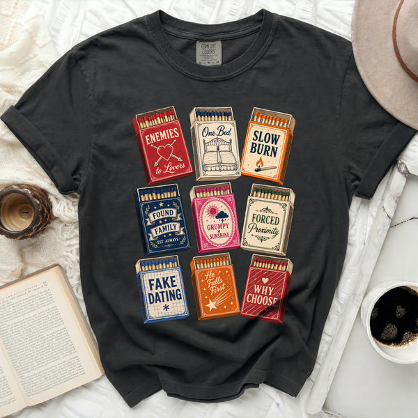Iconic Romance Trope Matchbox Tee in Black