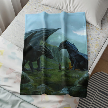 Fantasy Dragons and Landscape Throw Blanket