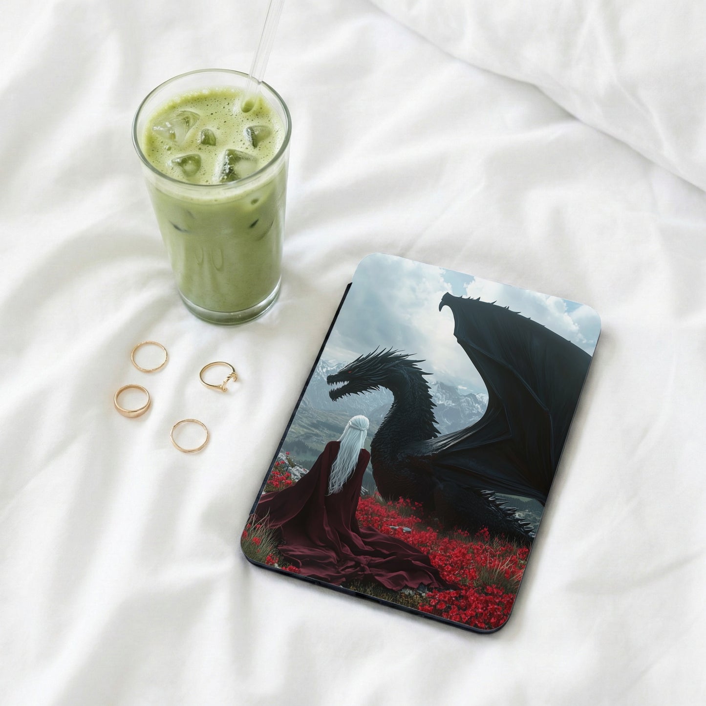 Dragon Rider Red Poppy Field Mountain View Mouse Pad product type