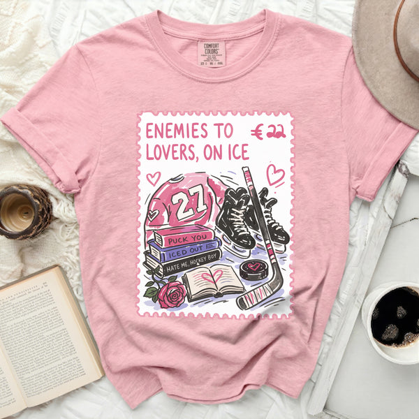 Enemies to Lovers Hockey Romance Tee in Blossom