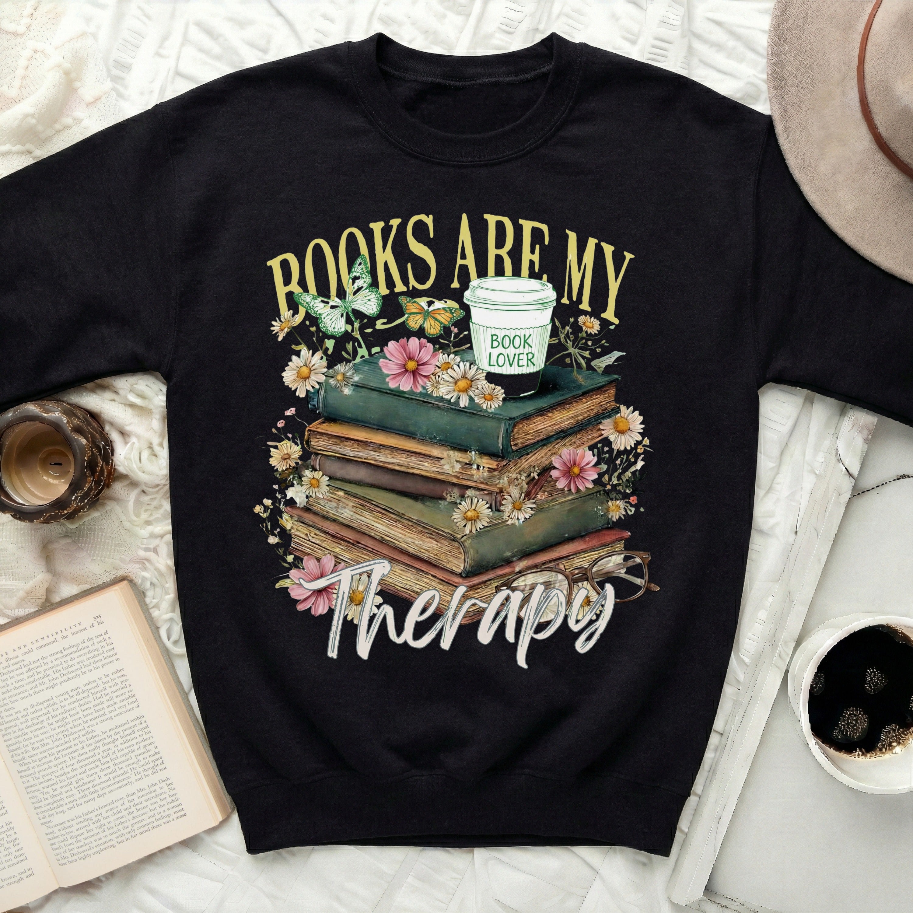 Books Are My Therapy Book Lover Sweatshirt