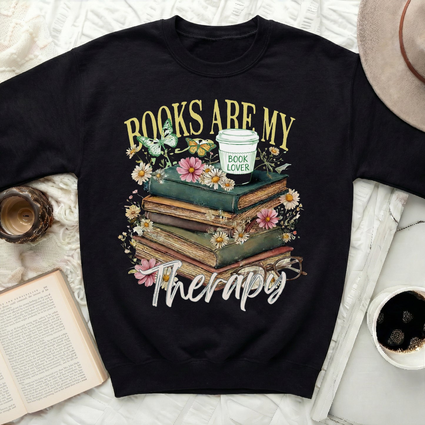Books Are My Therapy Book Lover Sweatshirt