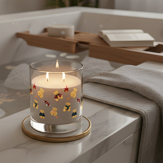 Festive Bear Patterned Double-Wick Candle