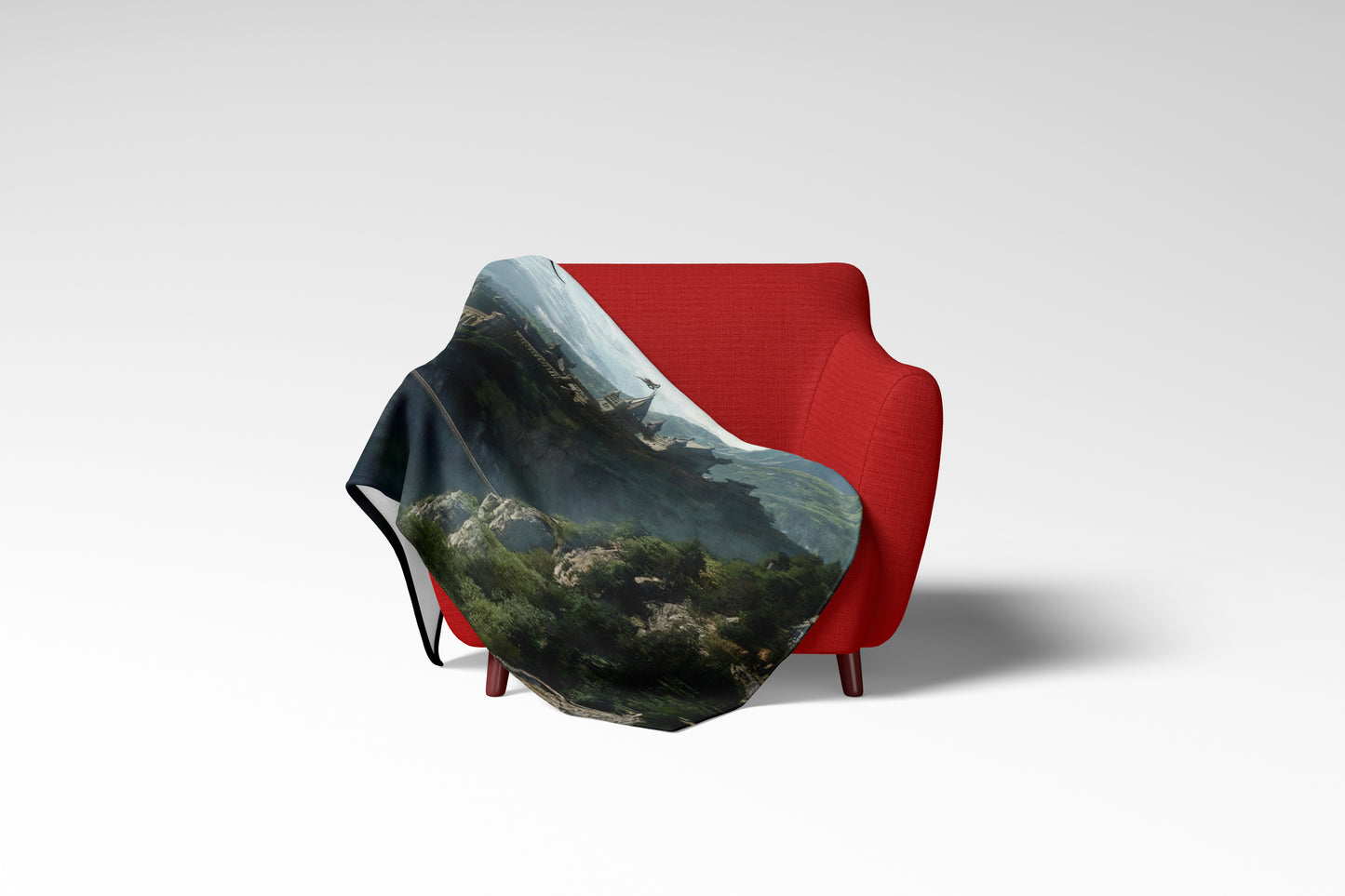 Scenic Mountain Landscape Printed Blanket