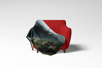 Scenic Mountain Landscape Printed Blanket