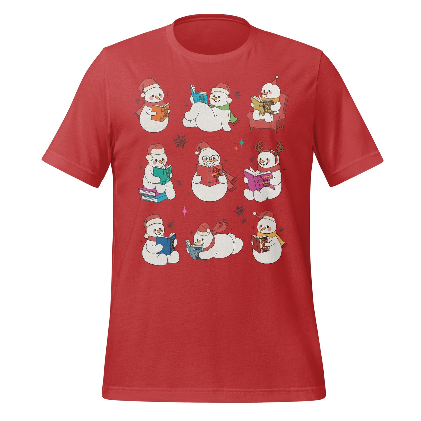 Adorable Snowmen Reading Christmas T-Shirt