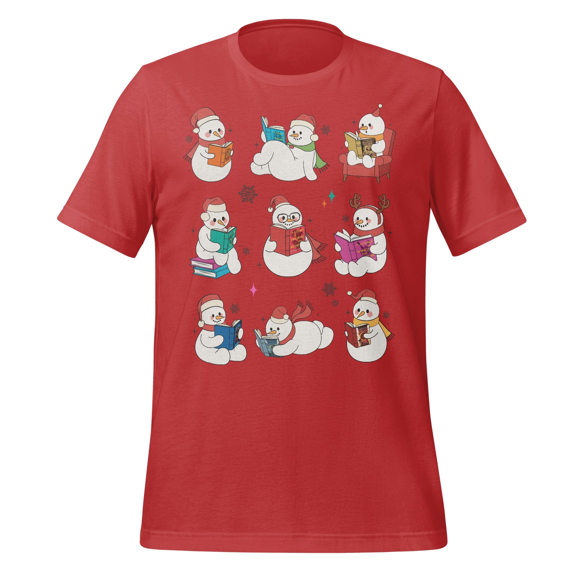 Adorable Snowmen Reading Christmas T-Shirt
