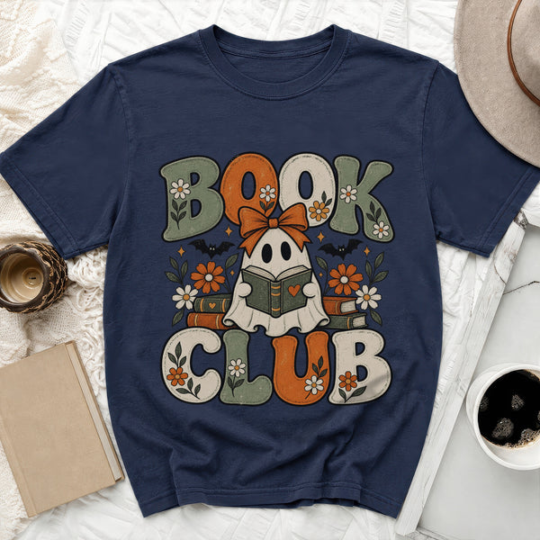 Vintage Ghost Book Club Tee in True Navy