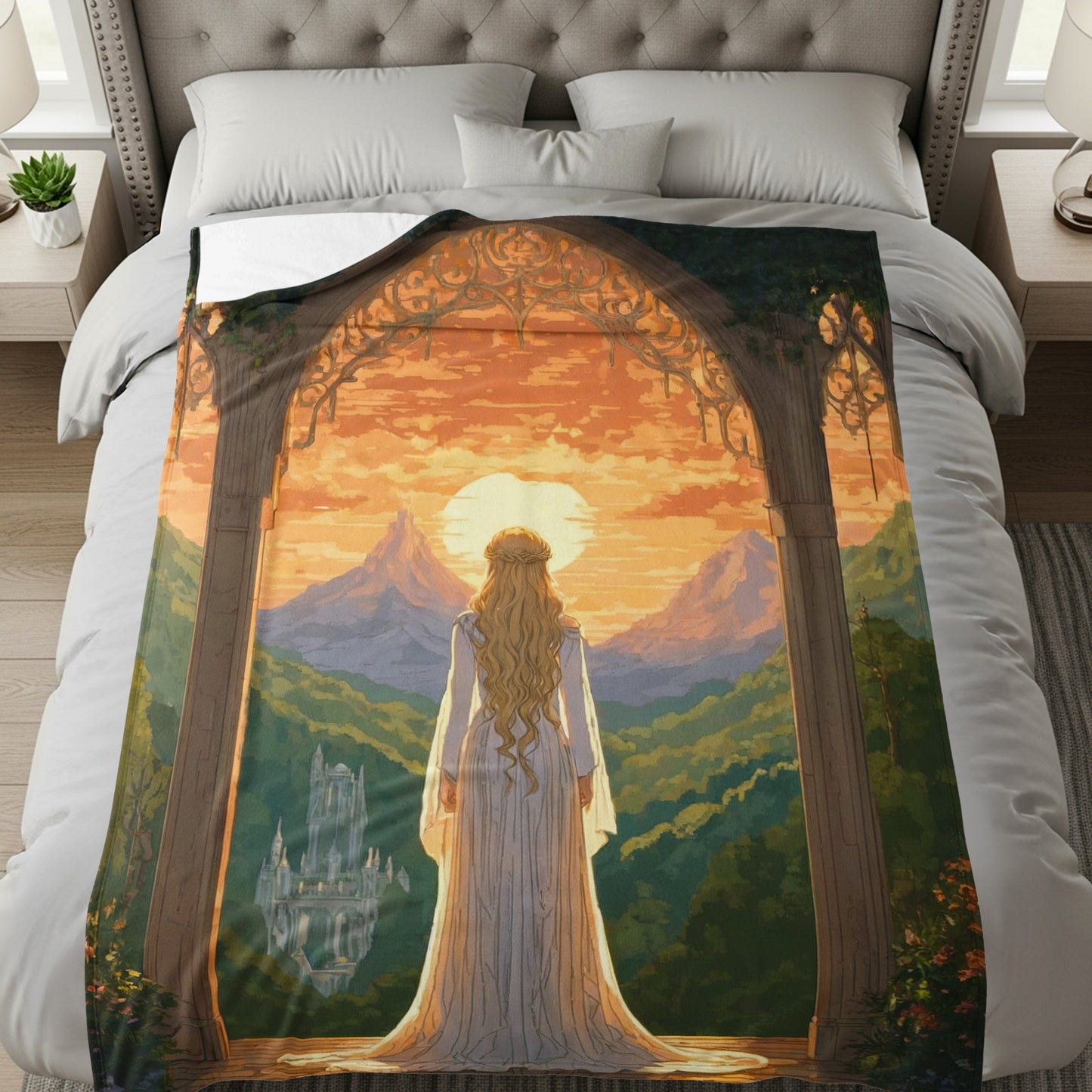 Scenic Fantasy Landscape with Castle Bedding Decor Product