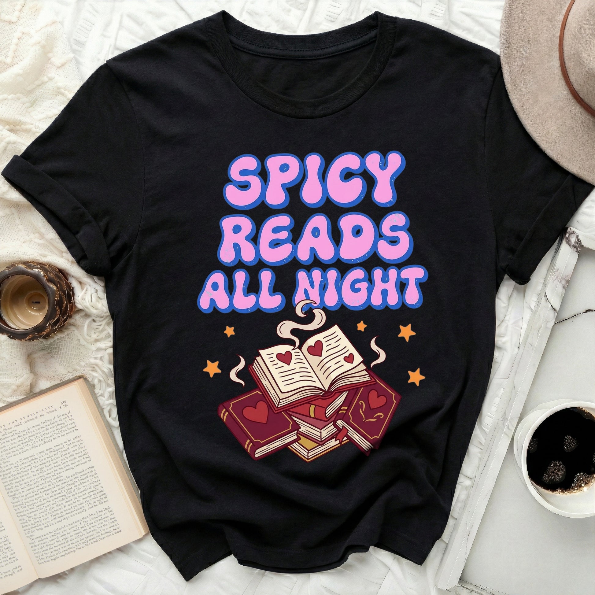 SPICY READS ALL NIGHT Hearts Books Stars Design product type