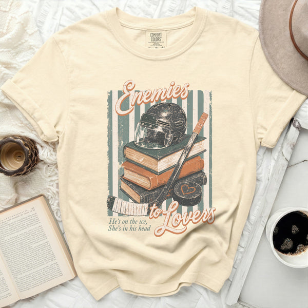 Vintage Enemies to Lovers Hockey Tee in Ivory