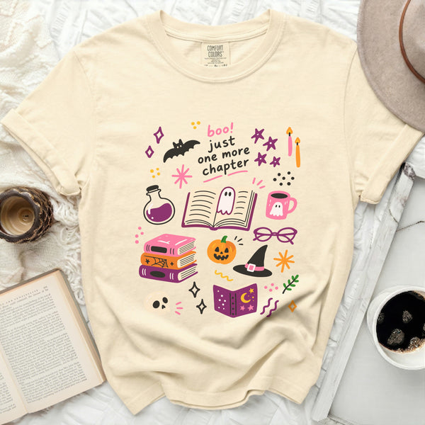 Cozy Chapter Halloween Tee in Ivory
