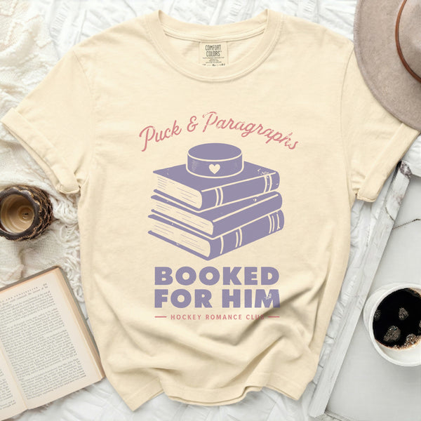 Puck & Paragraphs Hockey Romance Tee in Ivory