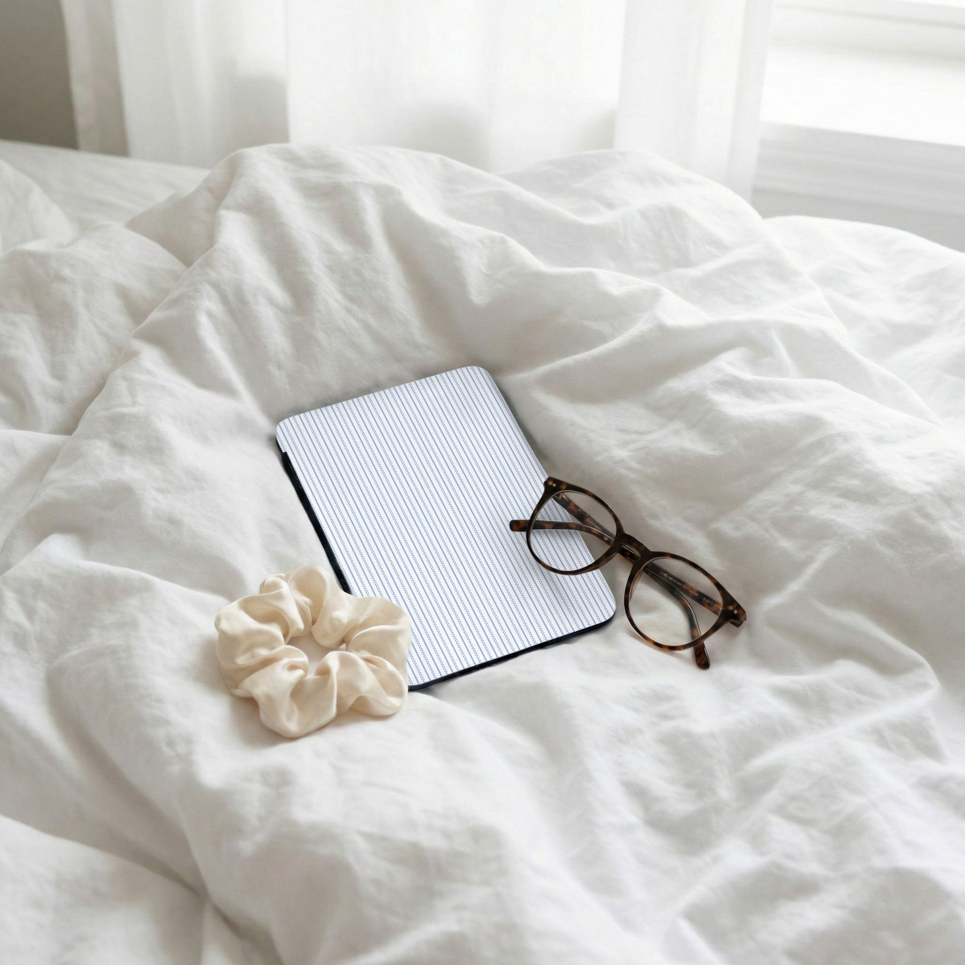 Striped Tablet Case with Glasses and Scrunchie