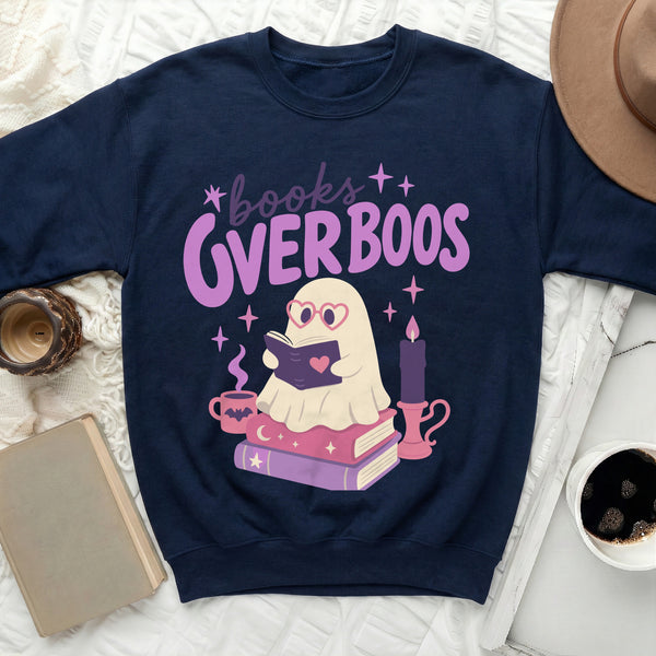Books Over Boos Ghost Sweatshirt in Navy